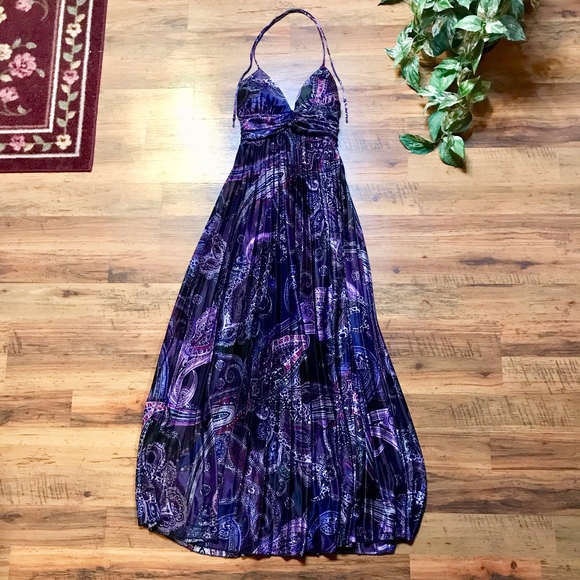Speechless Purple Paisley Formal Maxi Dress - Picture 1 of 4